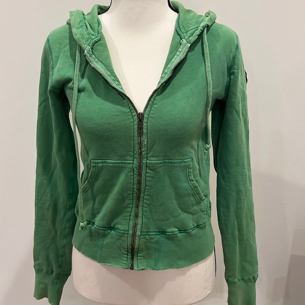 EVER Distressed Zip Up Hoodie XS Cotton Made in USA